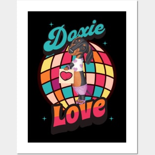 Cute Dachshund wearing cute fashion on a Doxie Love tee Posters and Art